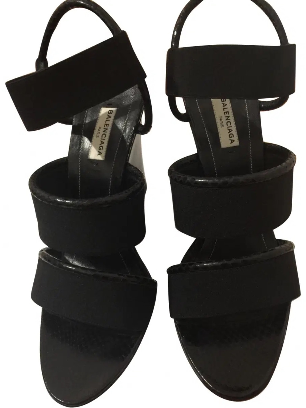 BALENCIAGA Black Wedge Ankle-Strap Sandal - Size 38